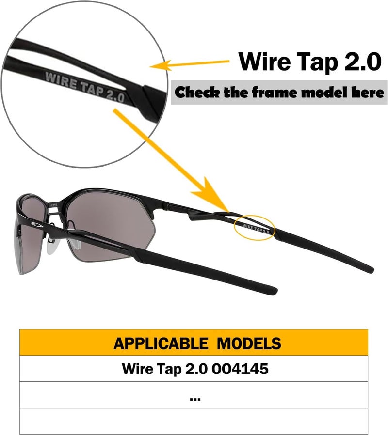LenzProse 2 Pairs Ear Socks Replacement Temple Sleeves for Oakley Wire Tap 2.0 OO4145 Sunglasses Frame, Silicone Soft Black Earsocks - Image 4